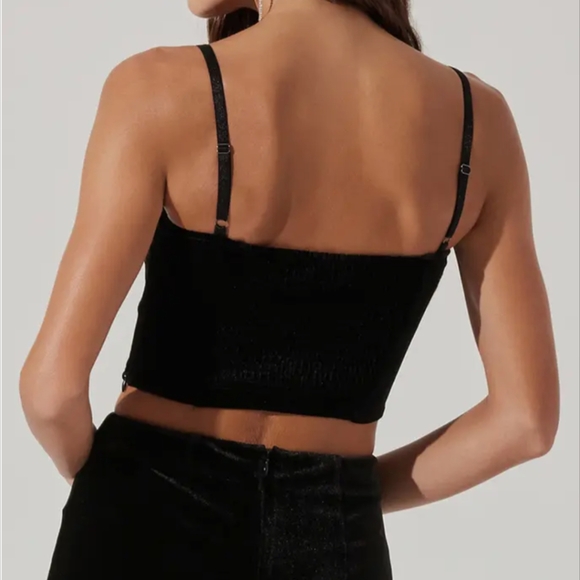 Astr The Label Black Velvet Corset Crop Top - Picture 2 of 9